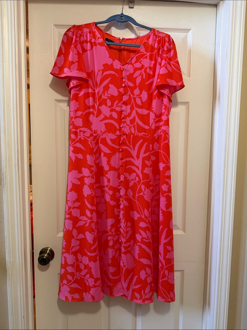 Talbots Pink and Red Floral Midi Dress
